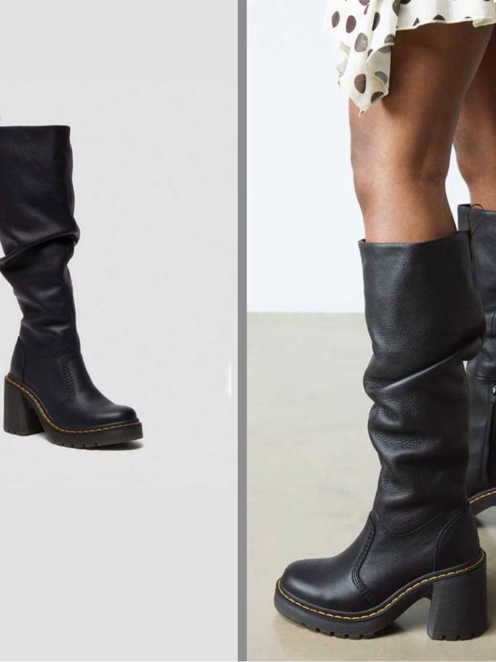 Dr. MARTENS Black leather Knee-High Platform Boots